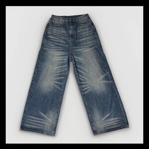 Cider Women’s Denim Oversize Wide Leg High Waist Jeans Size 28 NWT Blue Denim